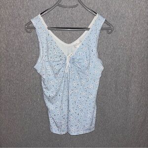 Y2K Light Blue Floral Tank Top